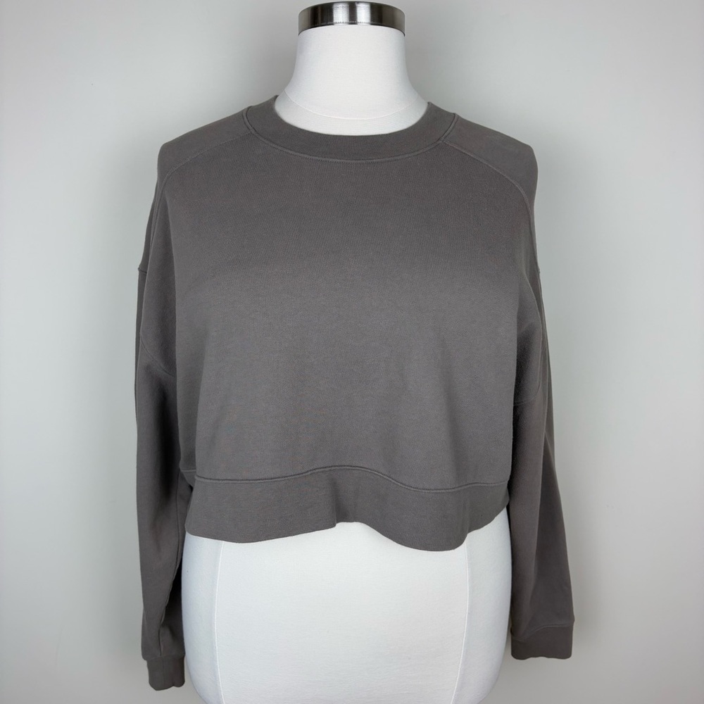 Nuuds Brown Cropped Sweatshirt Size XL Long Sleeves French Terry Cotton Slouchy